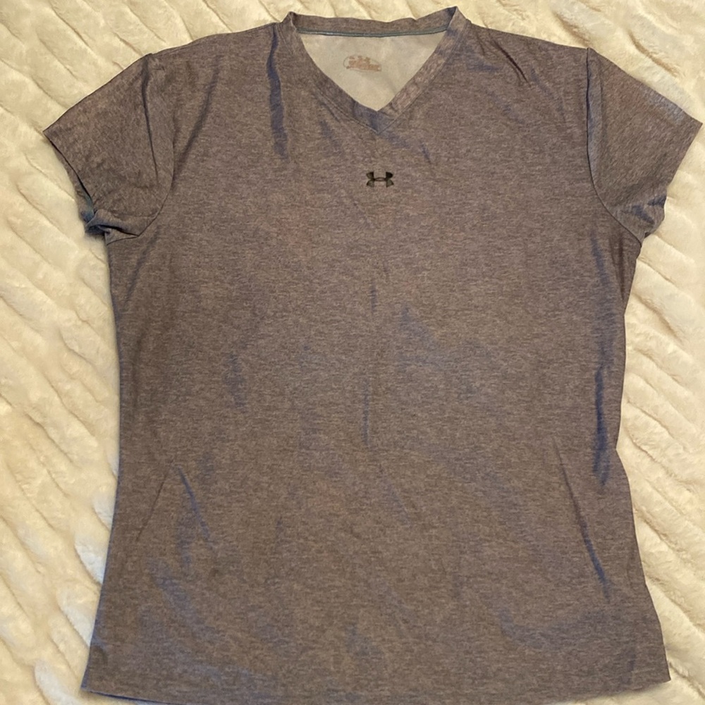 Underarmor, gray V-neck athletic T-shirt
